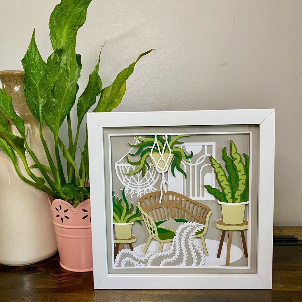 3D Boho Cozy Plant Room Shadowbox 8x8